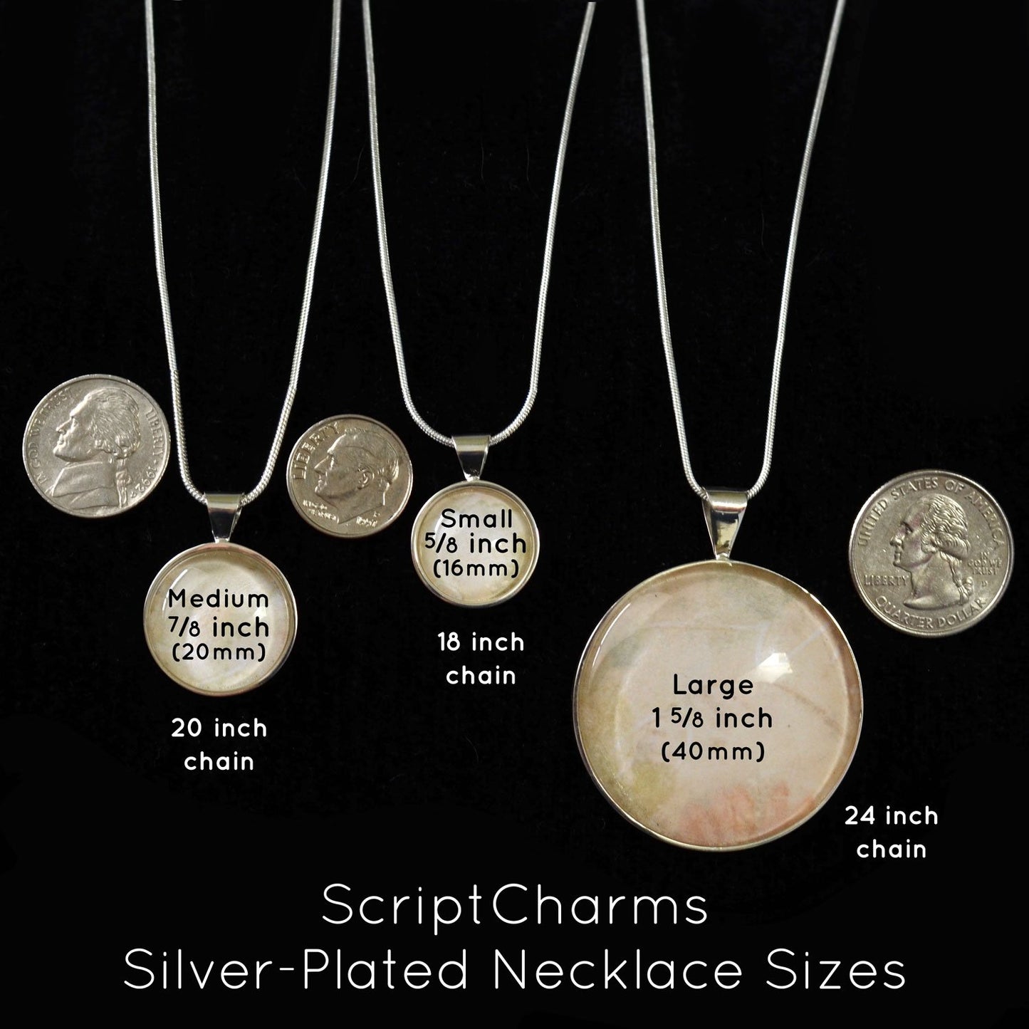 "Blessed" Silver-Plated Christian Pendant Necklace (20mm)