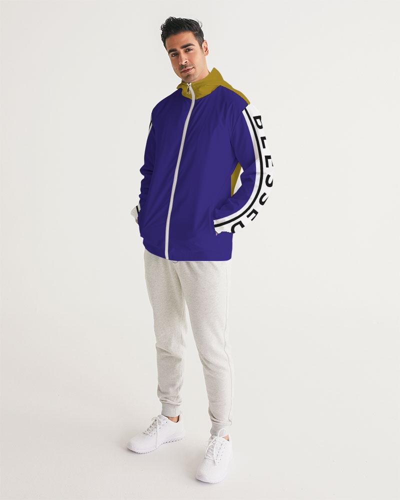 Mens Hooded Windbreaker - Blessed Sleeve Stripe Purple Water Resistant
