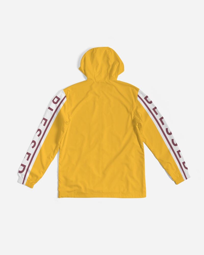 Mens Hooded Windbreaker - Blessed Sleeve Stripe Burgundy Water