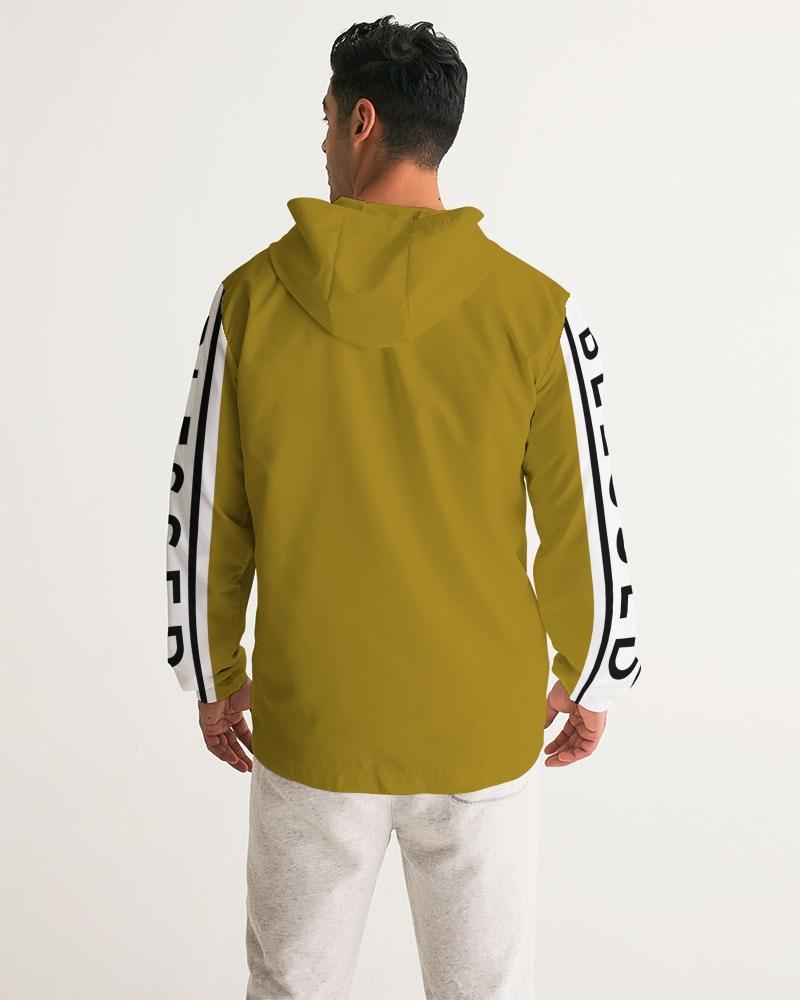 Mens Hooded Windbreaker - Blessed Sleeve Stripe Purple Water Resistant