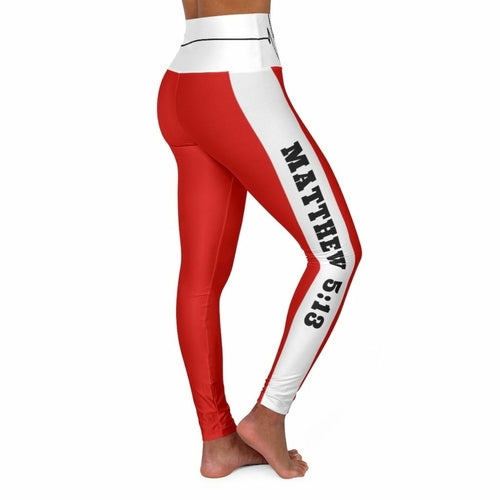 High Waisted Yoga Leggings, Red Salt Of The Earth Matthew 5:13 Beating