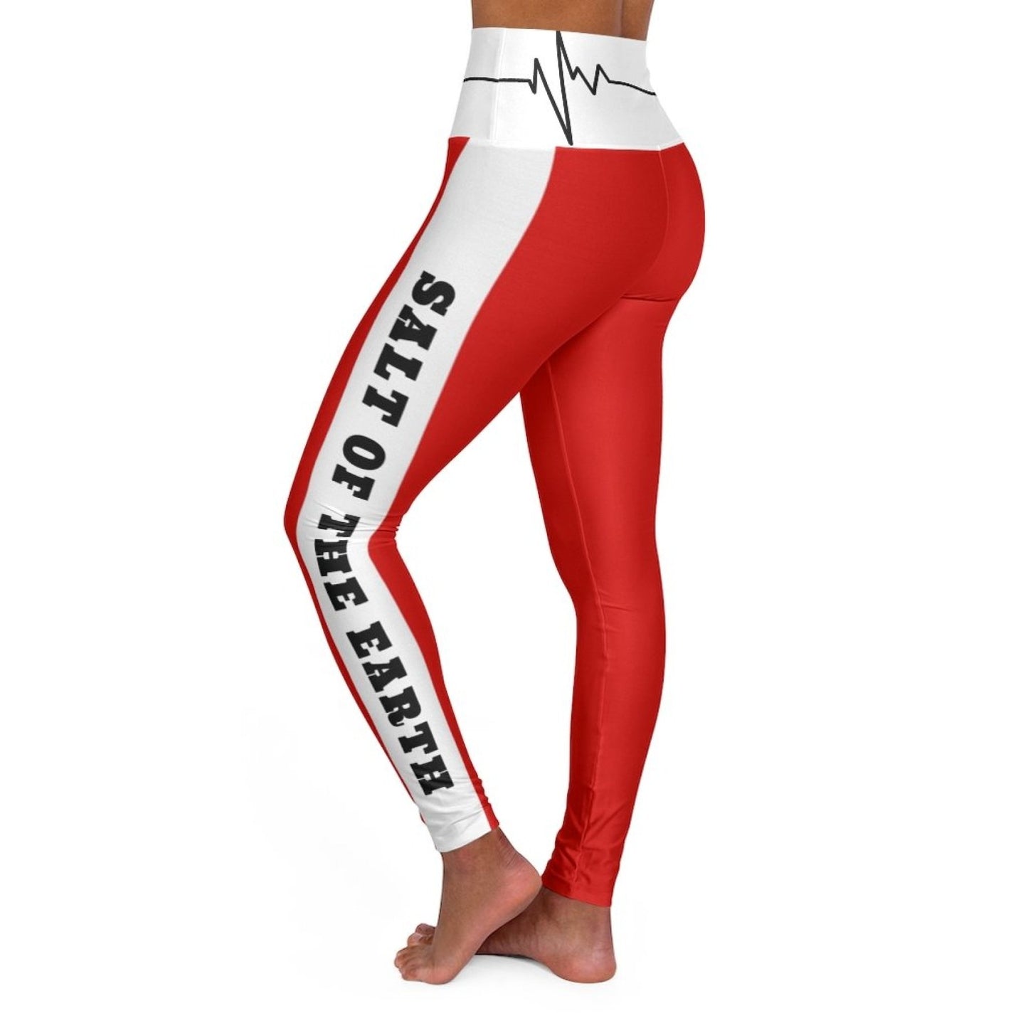 High Waisted Yoga Leggings, Red Salt Of The Earth Matthew 5:13 Beating