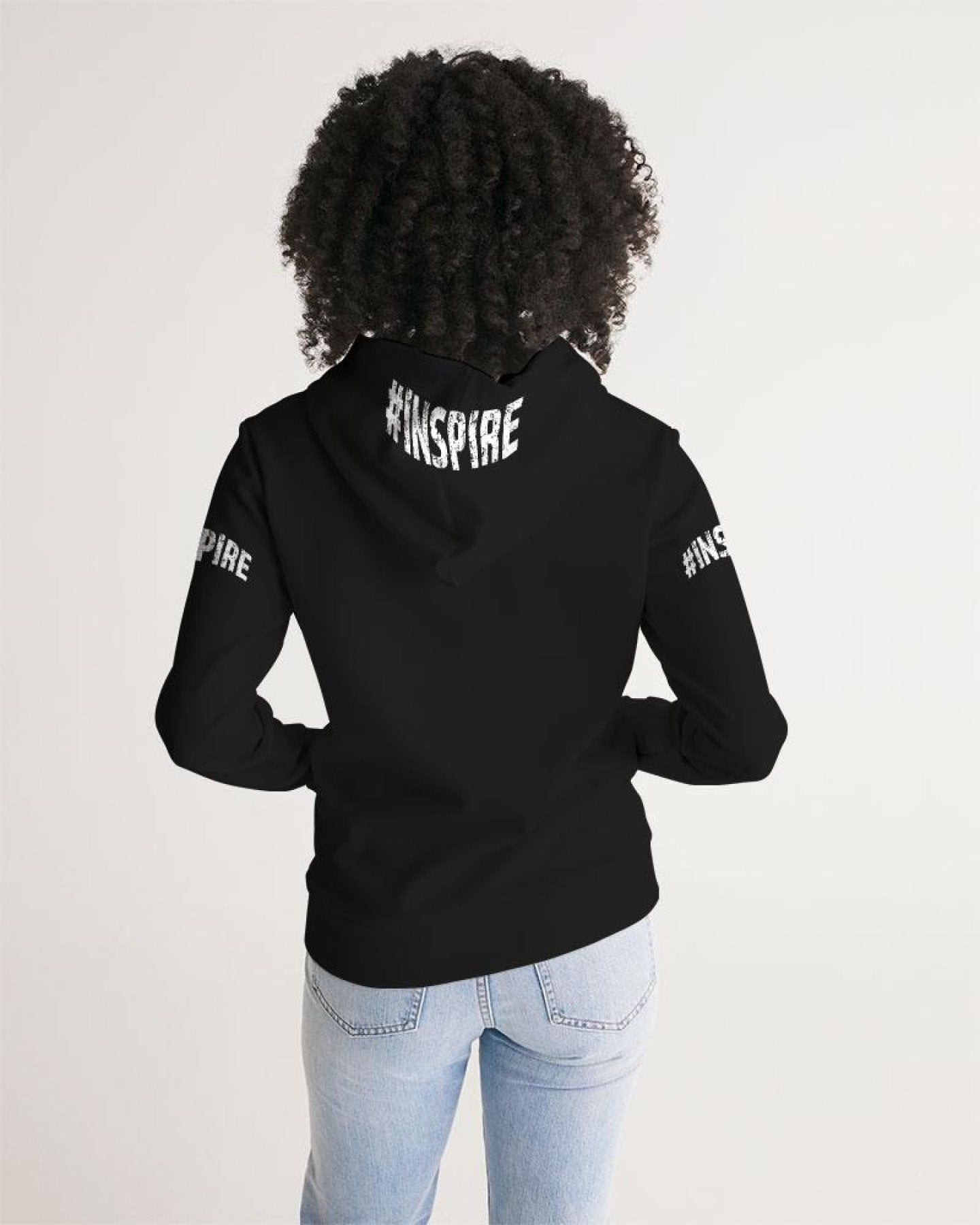 Womens Hoodie - Pullover Hooded Sweatshirt - White Graphic /Inspire
