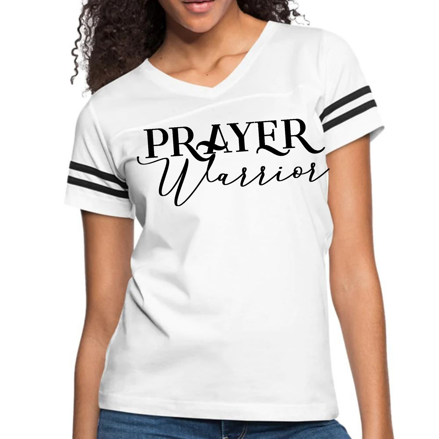 Womens Vintage Sport Graphic Tee T-Shirt Prayer Warrior - Christian