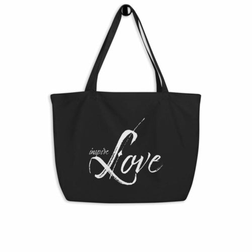 Large Black Tote Bag - Inspire Love Inspirational Print