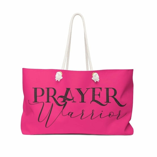 Weekender Tote Bag, Pink and Black Prayer Warrior