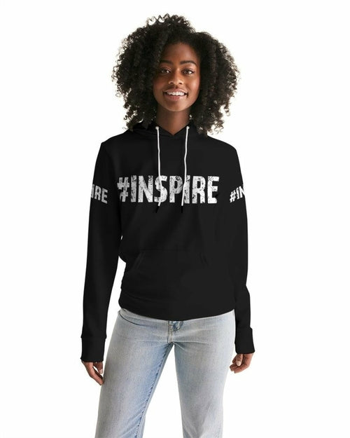Womens Hoodie - Pullover Hooded Sweatshirt - White Graphic /Inspire