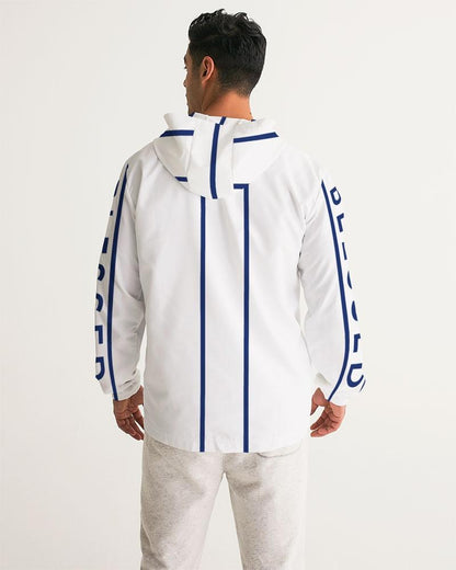 Mens Hooded Windbreaker - Blessed Sleeve Stripe White Water Resistant