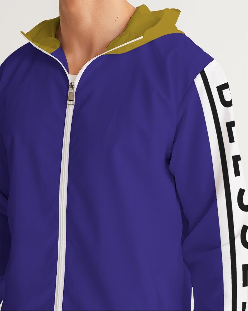 Mens Hooded Windbreaker - Blessed Sleeve Stripe Purple Water Resistant