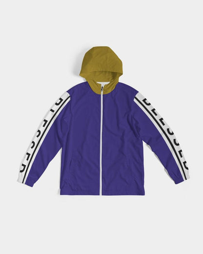 Mens Hooded Windbreaker - Blessed Sleeve Stripe Purple Water Resistant