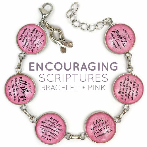 Hope & Encouragement Scripture Bracelet – Glass Charm Stainless Steel