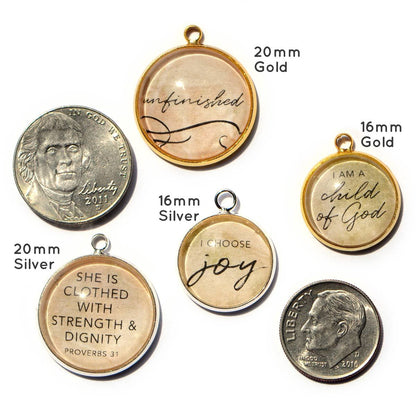 "Positivity + Heart" Set of 10 COLORFUL Encouraging Charms for Jewelry