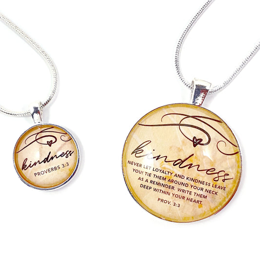 Kindness – Proverbs 3:3 Scripture Silver-Plated Pendant Necklace (2