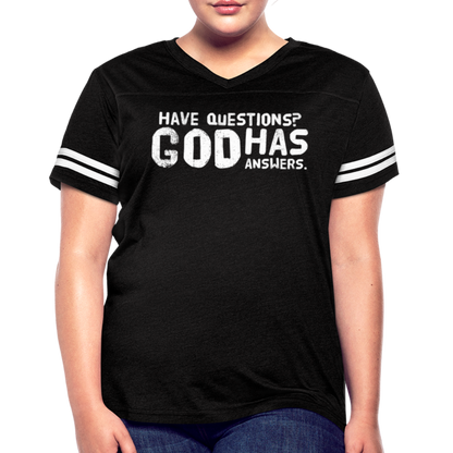 Womens Vintage Sport Tee, Have Questions? God Has Answers Word Art