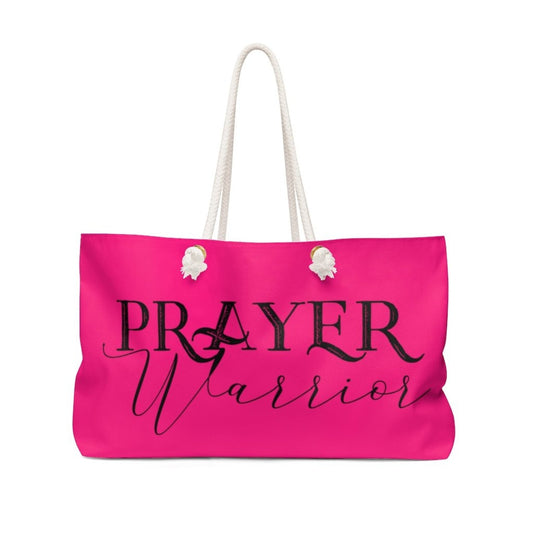 Weekender Tote Bag, Pink and Black Prayer Warrior