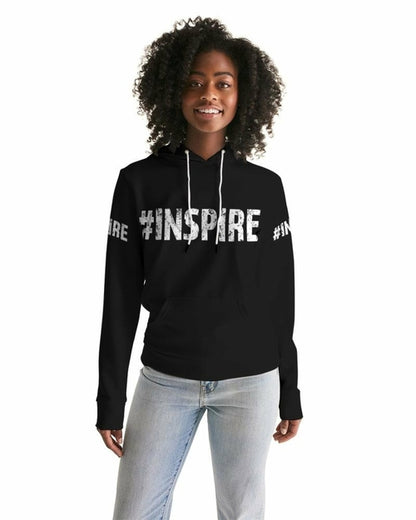 Womens Hoodie - Pullover Hooded Sweatshirt - White Graphic /Inspire
