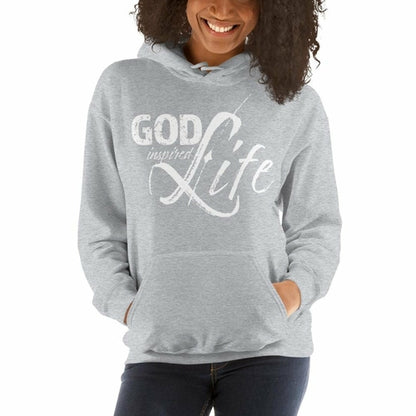 Womens Hoodie - Pullover Sweatshirt - God Inspired Life / White